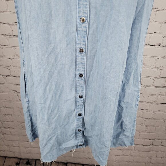 Cloth & Stone Anthropologie Blue Chambray Short Sleeve Dress Size Large L - Picture 7 of 15